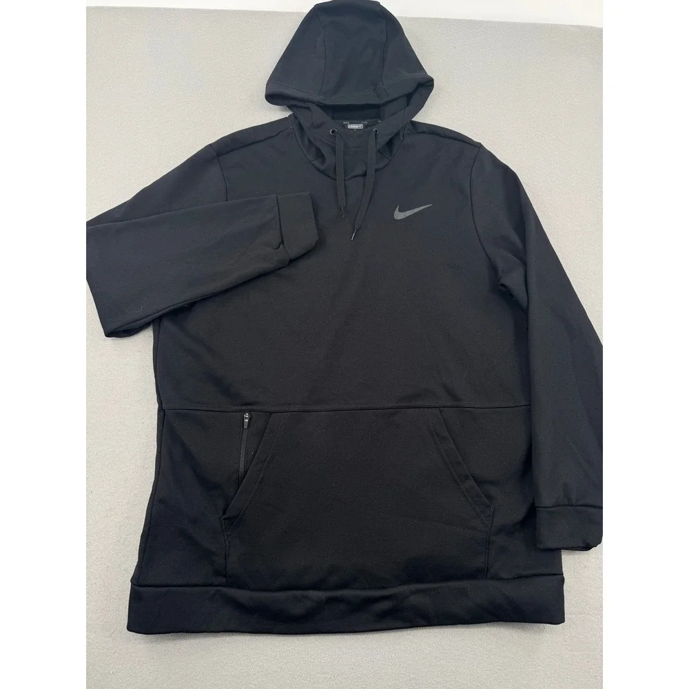 Nike Mens XL Dri-FIT Hoodie Black Pullover Gym Training Sweatshirt CU6214-010
